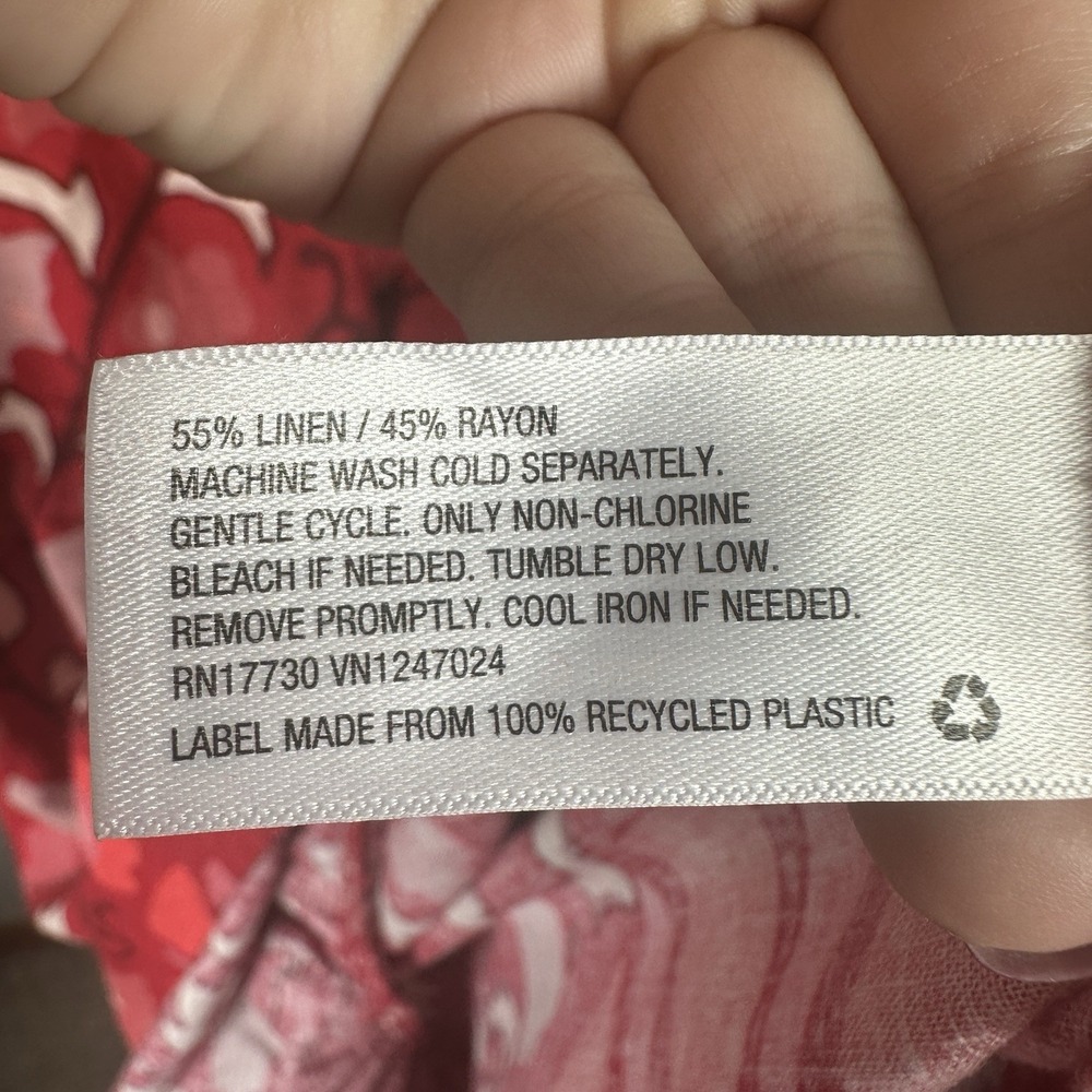 Rhode x Target Red Zinnia Floral Print Midi Dress Size 17/XL Linen Blend Flutter - Picture 8 of 8